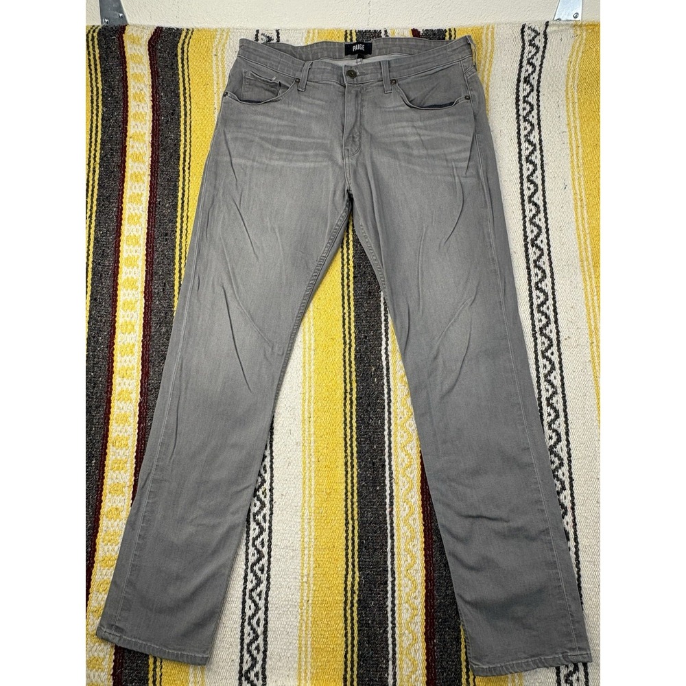 Paige Jeans Mens 36x32 Gray Federal Straight Light Wash Denim Made In USA